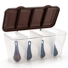 Kitchen Airtight 4-Section Storage Container / Pickle Jar with 4 Spoons (1 Pc / Mix Color)